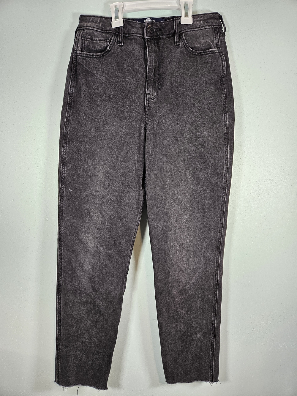 Hollister Women's Straight Leg Washed Black Jeans